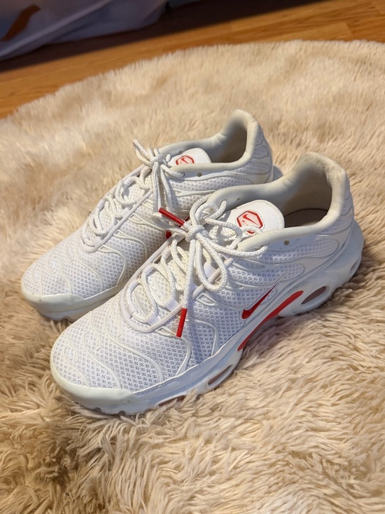 Nike Shoes - Nike Kids White Sneakers with Red Accents